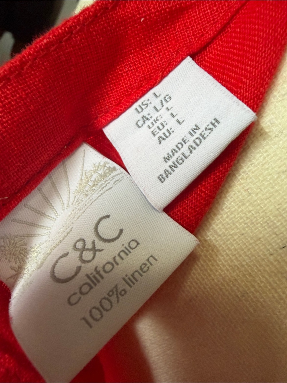 C&C California Bright Red Linen Blend Tank Top - Picture 3 of 3